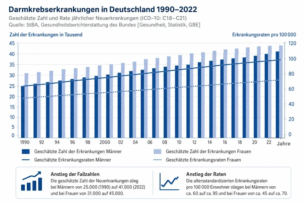 Infografik zur Darmkrebsstatistik in Deutschland